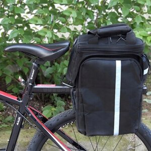 Складана велосипедна сумка на багажник із дощовиком 30L Korbi чорна