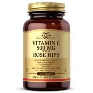 Вітаміни та мінерали Solgar Vitamin C With Rose Hips 500 mg, 100 таблеток