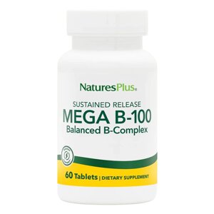Вітаміни та мінерали Natures Plus Mega B-100, 60 таблеток