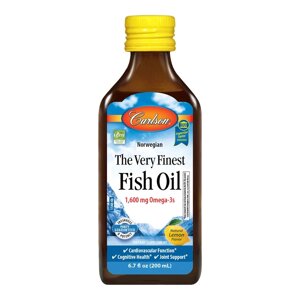 Жирні кислоти Carlson Labs The Very Finest Fish Oil, 200 мл Лимон