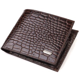 Горизонтальний чоловічий гаманець середнього розміру з натуральної шкіри з тисненням під крокодила CANPELLINI 21860