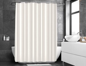 Тканинна штора для ванної кімнати BIANCO з кільцями. Розмір 240*200