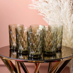 Гранована склянка для напоїв 250 мл набір склянок 6 шт Зелений