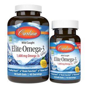Жирні кислоти Carlson Labs Elite Omega-3 Gems, 90+30 капсул