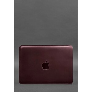 Шкіряний чохол для MacBook 14 дюйм Бордовий Crazy Horse
