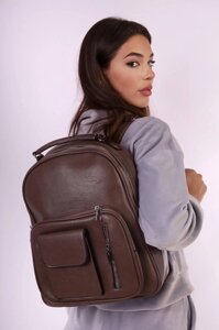Рюкзак жіночий темно-бежевий код 7-9020
