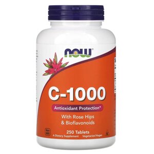 Вітаміни та мінерали NOW Vitamin C-1000 with Rose Hips Bioflavonoid, 250 таблеток