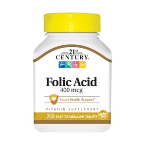 Вітаміни та мінерали 21st Century Folic Acid 400 mcg, 250 таблеток
