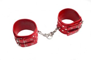 Окови Leather Double Fix Leg Cuffs, Red