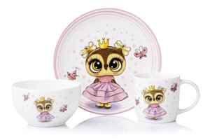 Набір дитячого посуду Ardesto Princess owl AR-3453-OS 3 предмети
