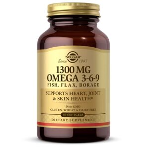 Жирні кислоти Solgar Omega 3-6-9 1300 mg, 60 капсул