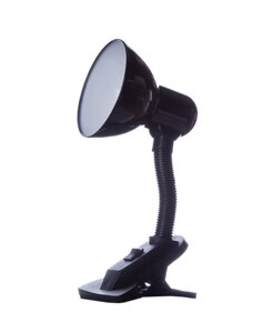 Офісна настільна лампа, світильник учнівський на прищіпці Sunlight чорний 108B