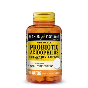 Пробіотики і пребіотики Mason Natural Probiotic Acidophilus With Bifidus 2 Billion CFU, 100 жувальних таблеток