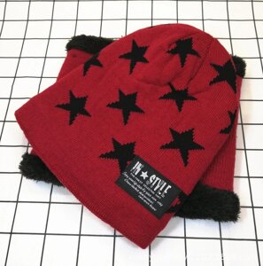 Зимовий комплект шапка і баф червоний 1890, розмір 48-52