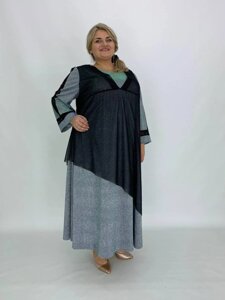 Вечірнє святкове плаття "Голограма" великого розміру оверсайз вільне довге 70-72, 74-76 батал