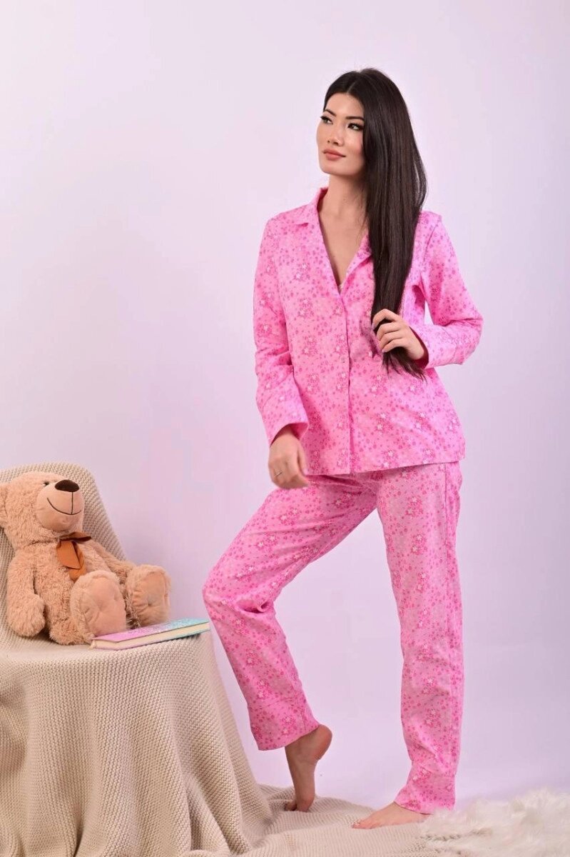 Піжама жіноча рожева трійка кофта штани та шорти код П651 від компанії Shock km ua - фото 1