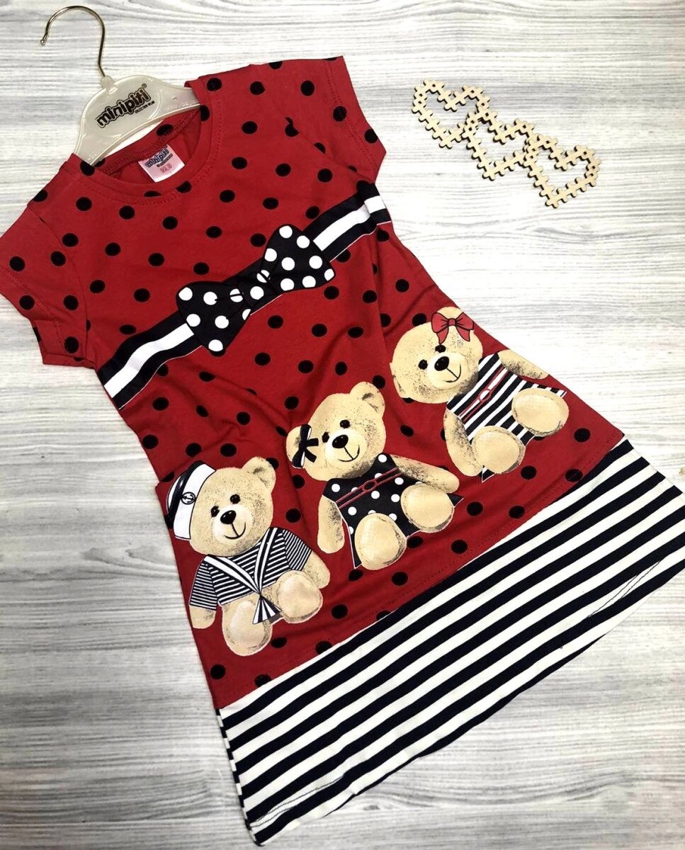 Плаття для дівчинки Bears червое 3857, розмір 98 від компанії Shock km ua - фото 1