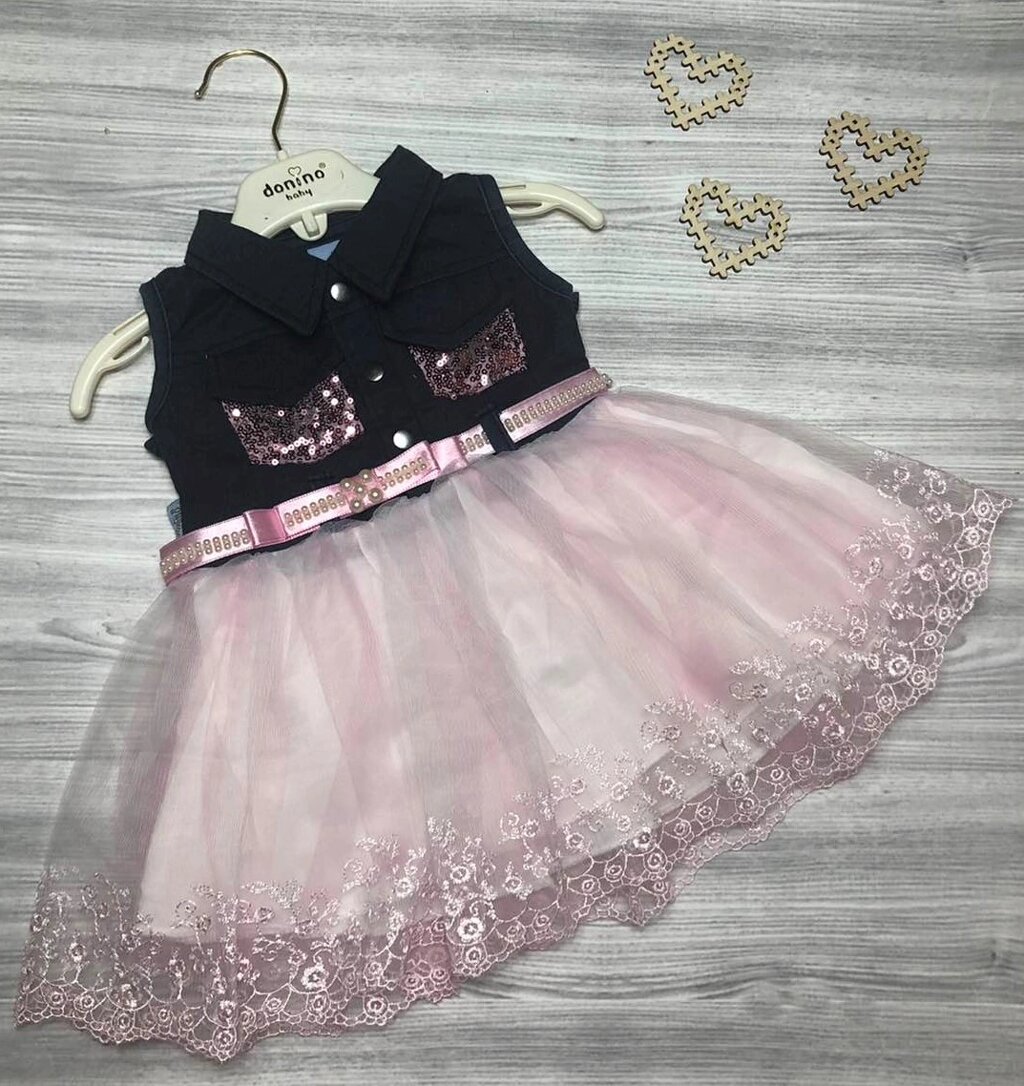 Плаття для дівчинки рожевий низ 3801, розмір 74 від компанії Shock km ua - фото 1