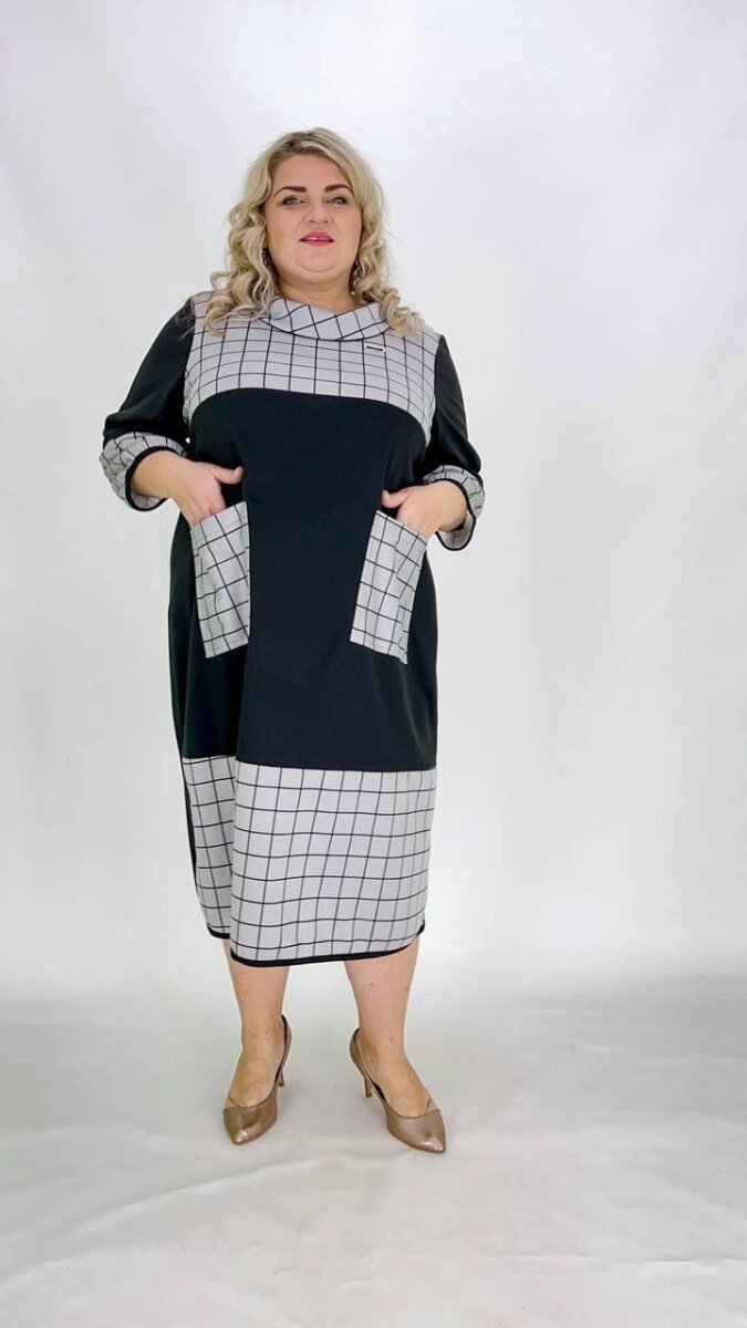Плаття жіноче ділове "Вертикаль" із трикотажу (великі розміри 66-68; 70-72; 74-76) від компанії Shock km ua - фото 1