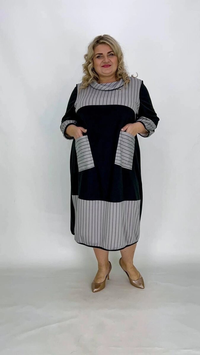 Плаття жіноче "Вертикаль" із французького трикотажу (розміри 66-68; 70-72; 74-76) від компанії Shock km ua - фото 1