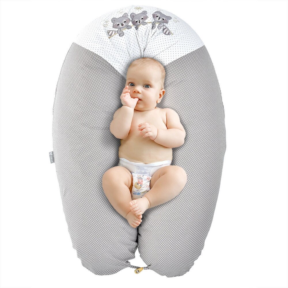 Подушка для вагітних і годування ТМ PAPAELLA з ґудзиком 30х190 см горошок сирій від компанії Shock km ua - фото 1