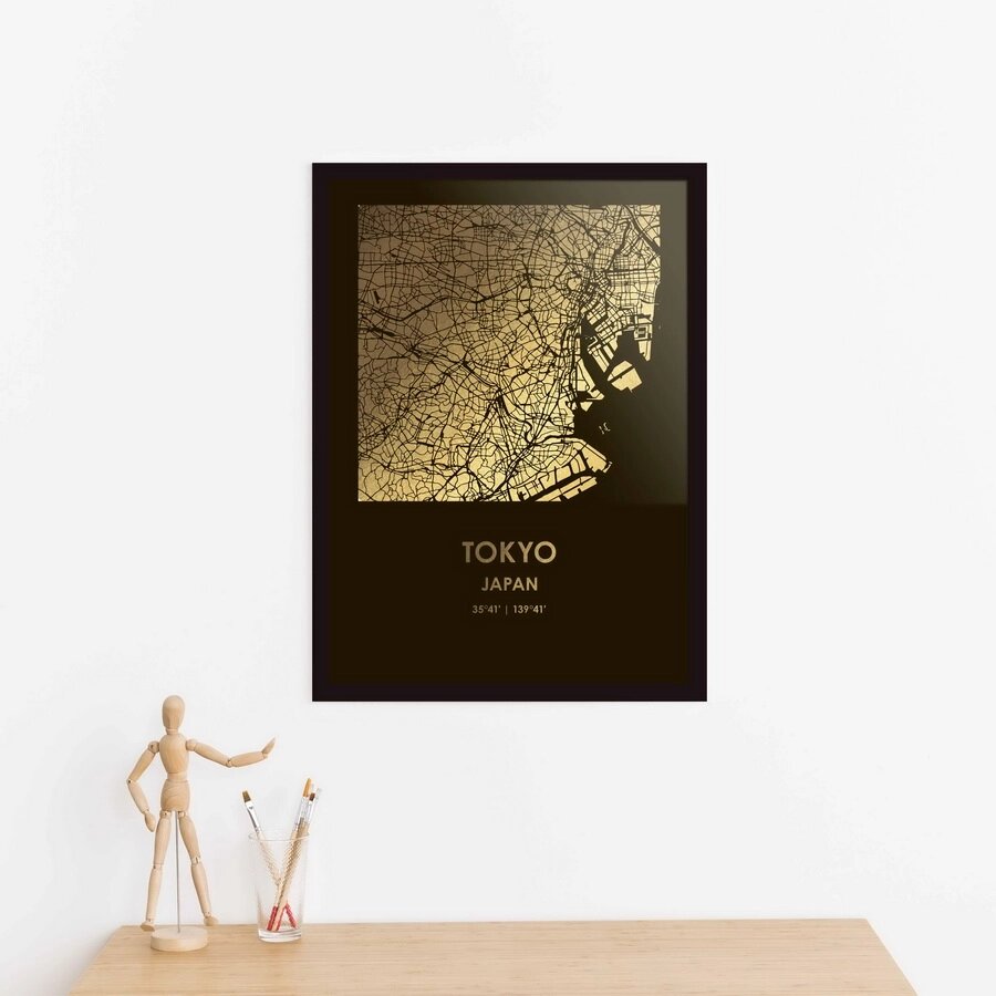 Постер "Карта города: геотег" персоналізований А3, gold-black, gold-black від компанії Shock km ua - фото 1