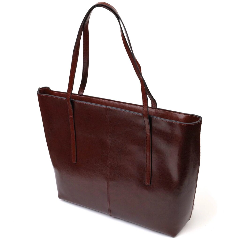 Практична сумка шоппер із натуральної шкіри 22103 Vintage Коричнева від компанії Shock km ua - фото 1
