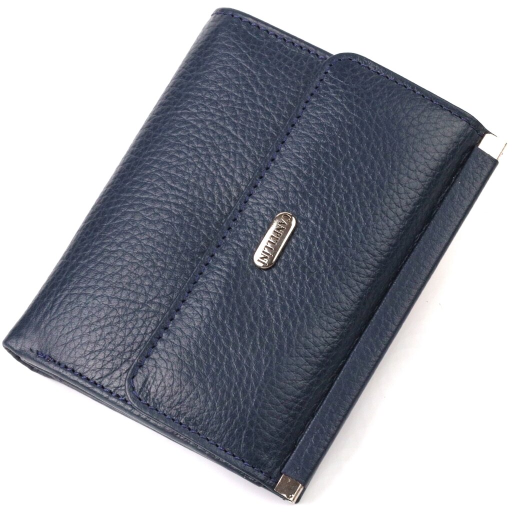 Практичний гаманець для жінок середнього розміру з натуральної шкіри CANPELLINI 21813 Синій від компанії Shock km ua - фото 1