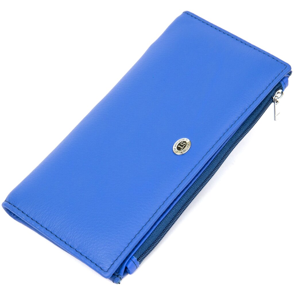 Практичний шкіряний гаманець ST Leather 19379 Блакитний від компанії Shock km ua - фото 1