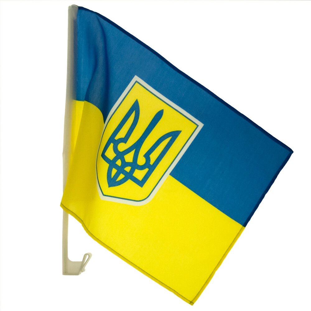 Прапор України 45х30 см автомлбільний з гербом від компанії Shock km ua - фото 1