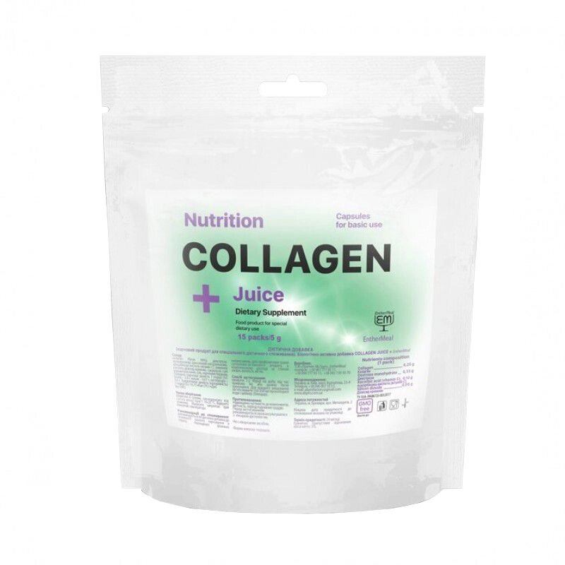 Препарат для суглобів і зв'язок EntherMeal Collagen Juice, 15*5 грам Полуниця з вершками від компанії Shock km ua - фото 1