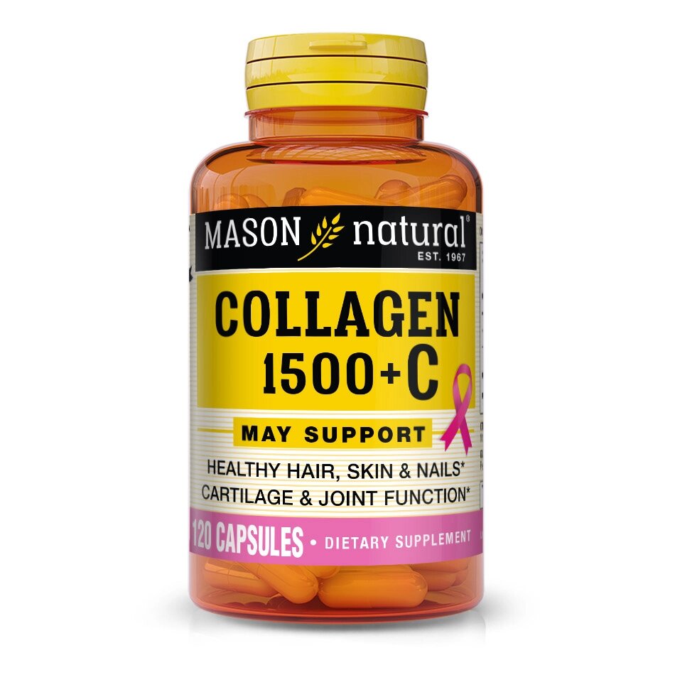 Препарат для суглобів і зв'язок Mason Natural Collagen 1500 + Vitamin C, 120 капсул від компанії Shock km ua - фото 1