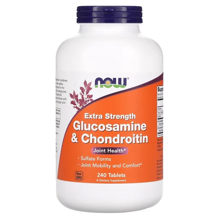 Препарат для суглобів і зв'язок NOW Glucosamine  Chondroitin Extra Strength, 240 таблеток від компанії Shock km ua - фото 1