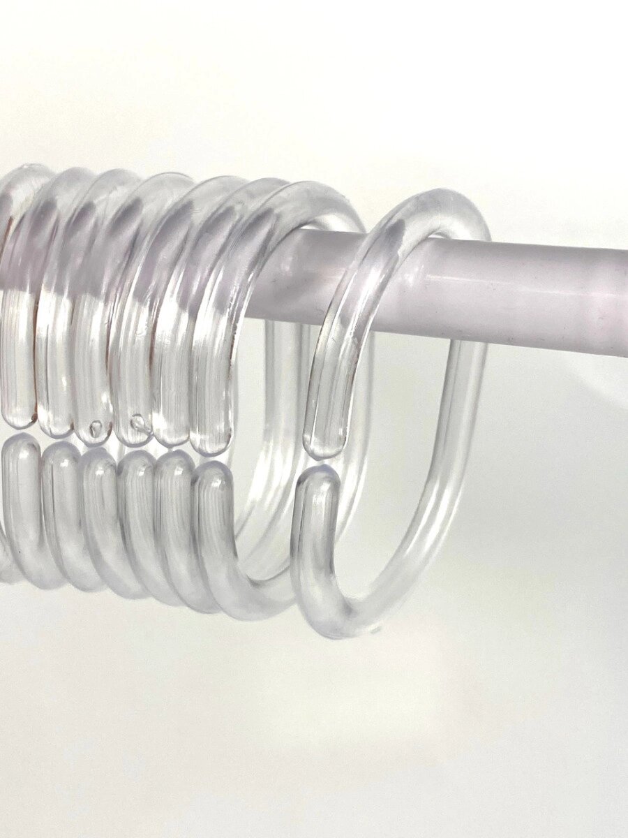 Прозорі кільця для кріплення душової шторки до карнизу Bathlux пластикові 12 штук в упаковці від компанії Shock km ua - фото 1