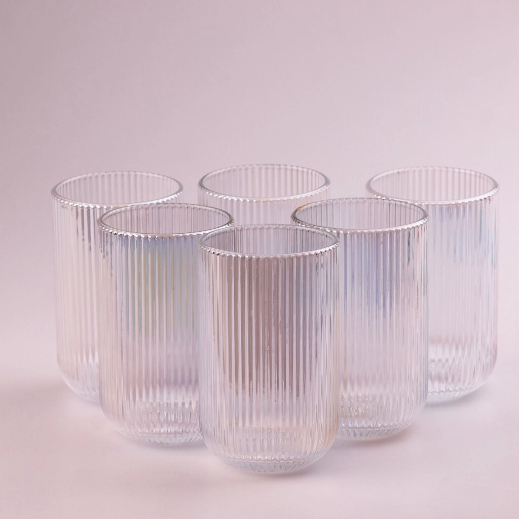 Ребристі склянки набір високих склянок 6 шт 400 мл Rainbow від компанії Shock km ua - фото 1