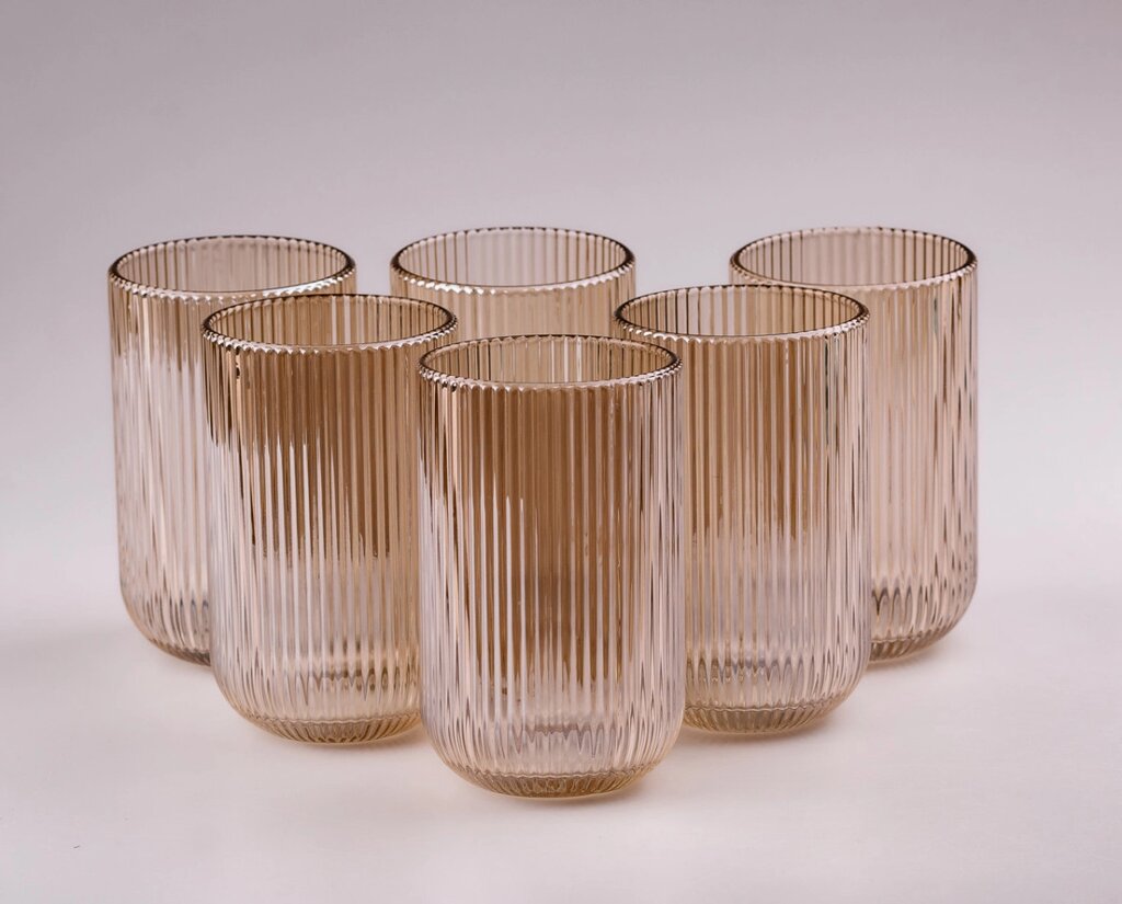 Ребристі склянки набір високих склянок 6 шт 400 мл Tea Color від компанії Shock km ua - фото 1