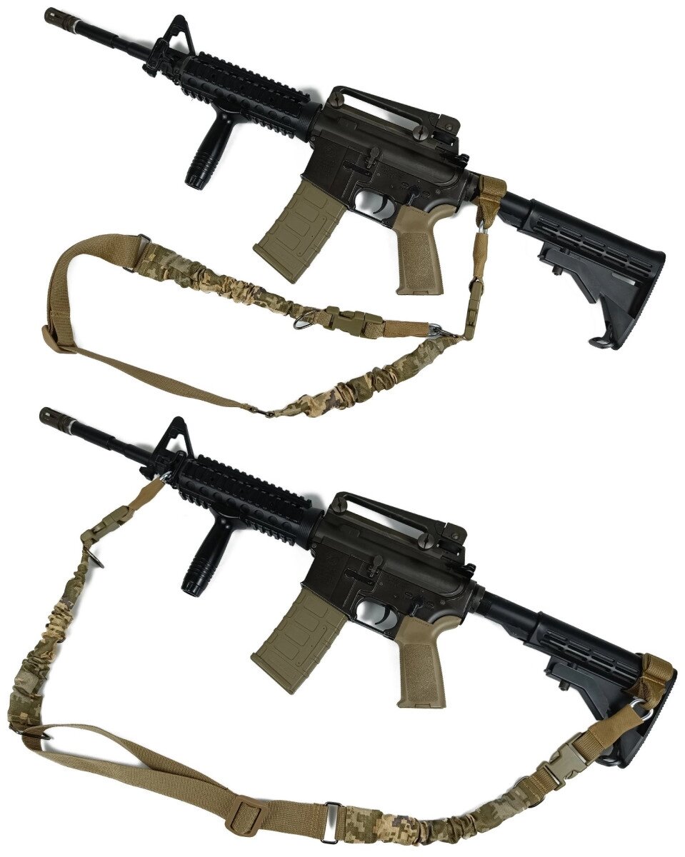 Ремінь збройовий одноточковий - двохточковий універсальний із дод. кріпленням на приклад піксель ЗСУ MM-14 від компанії Shock km ua - фото 1