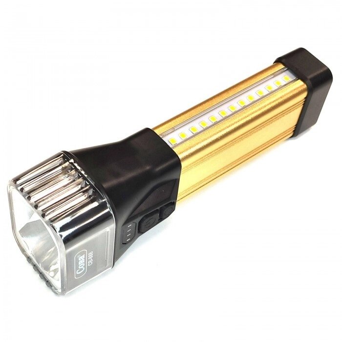 Ручний світлодіодний акумуляторний ліхтар лампа з бічним світлом COBA CB-888 USB Золотий від компанії Shock km ua - фото 1