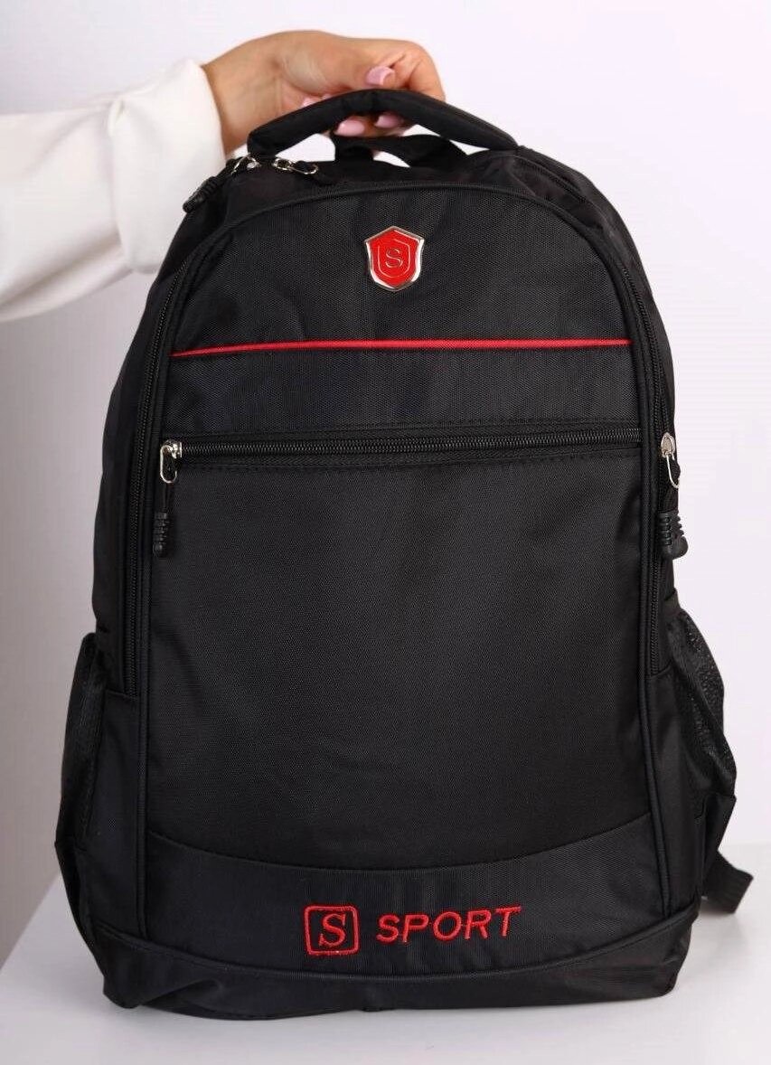 Рюкзак чорний плащевка код 7-1636 від компанії Shock km ua - фото 1