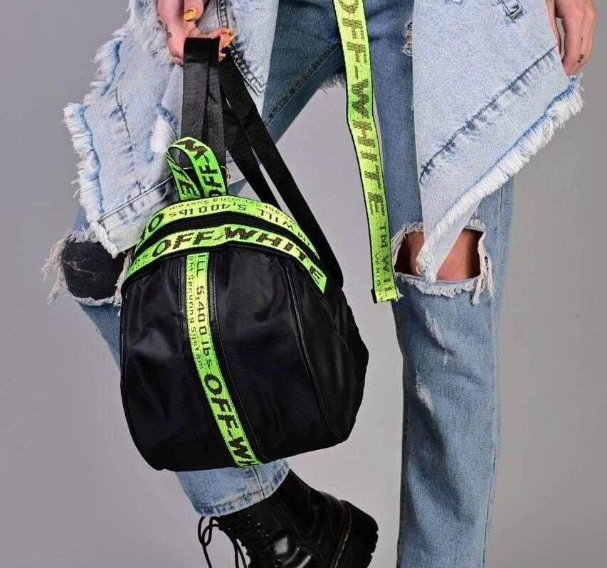 Рюкзак чорний з зеленими вставками код 7-937 від компанії Shock km ua - фото 1