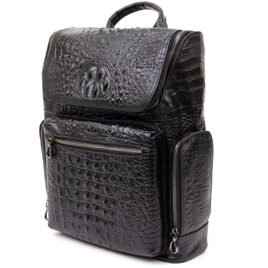 Рюкзак під рептилію шкіряний Vintage 20431 Чорний від компанії Shock km ua - фото 1