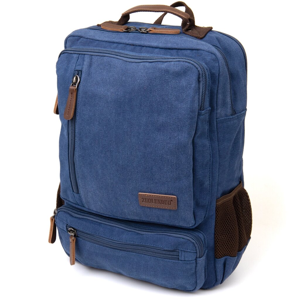 Рюкзак текстильний дорожній унісекс на два відділення Vintage 20613 Синій від компанії Shock km ua - фото 1