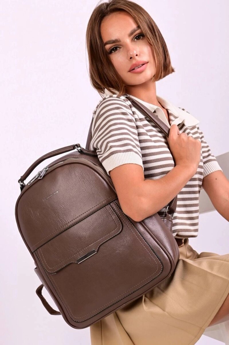 Рюкзак жіночий темно-бежевий код 7-9017 від компанії Shock km ua - фото 1