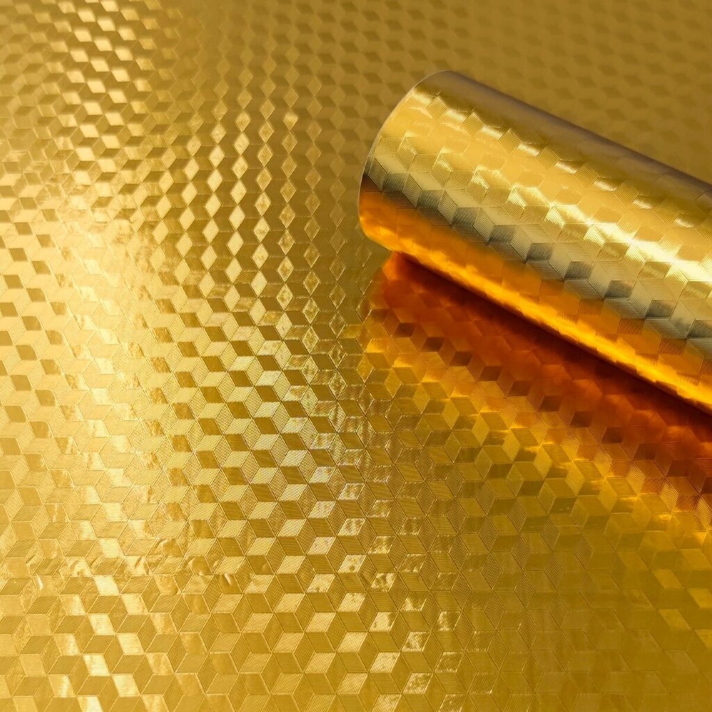 Самоклеюча плівка 3д куби золото 0,40х10м SW-00000792 від компанії Shock km ua - фото 1