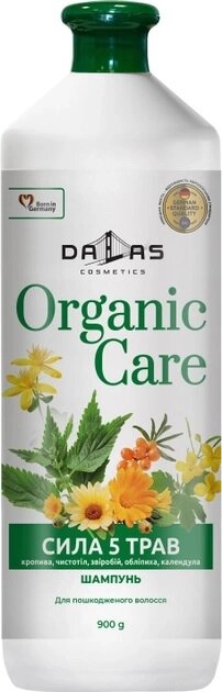 Шампунь для пошкодженого волосся Dalas Cosmetics Organic Care Сила 5 трав 143242 900 мл від компанії Shock km ua - фото 1