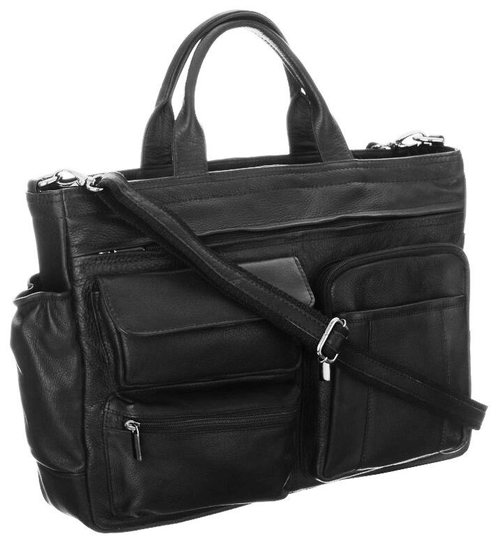 Шкіряна сумка, портфель для ноутбука 15,6 дюйма Always Wild чорна від компанії Shock km ua - фото 1