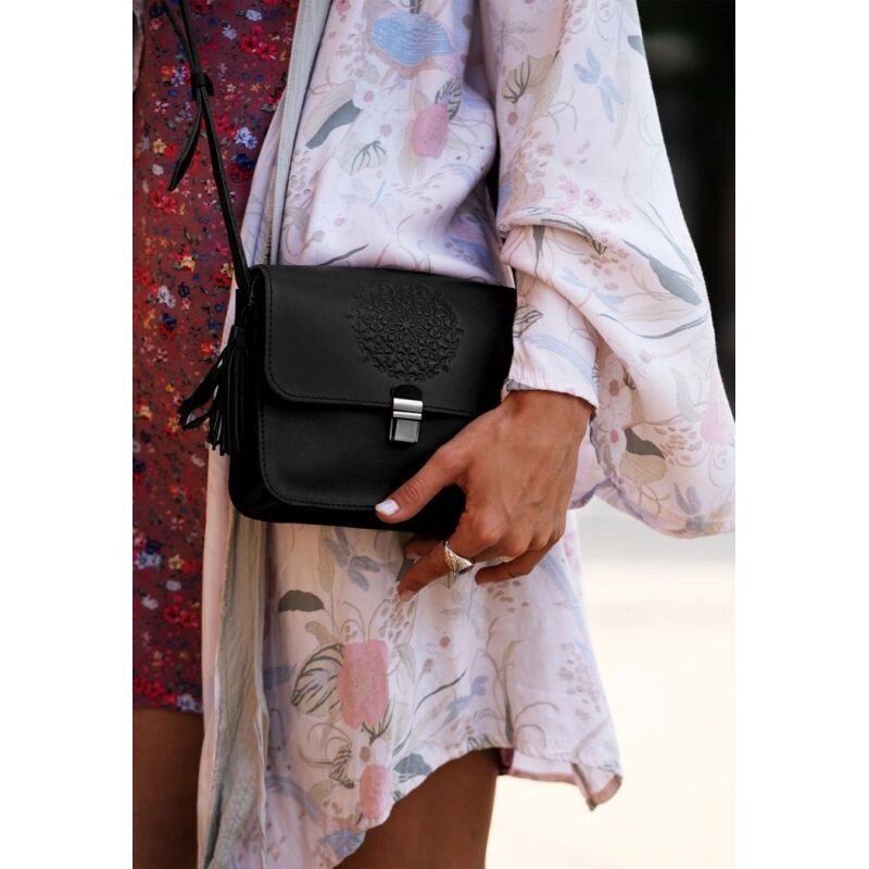 Шкіряна жіноча бохо-сумка Лілу чорна від компанії Shock km ua - фото 1