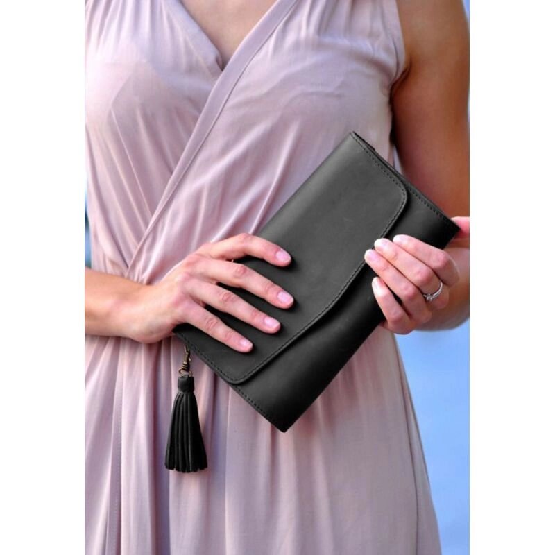 Шкіряна жіноча сумка Еліс чорна від компанії Shock km ua - фото 1