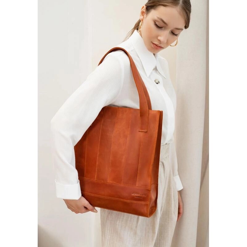 Шкіряна жіноча сумка шоппер Бетсі світло-коричнева Crazy Horse від компанії Shock km ua - фото 1