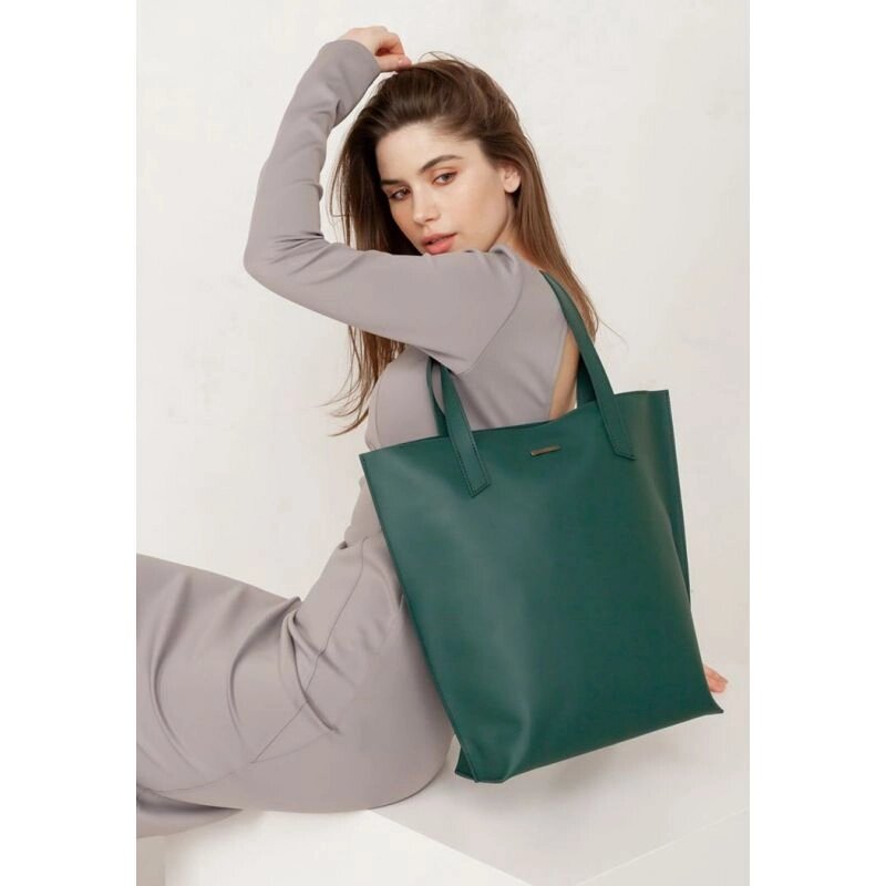 Шкіряна жіноча сумка шоппер D. D. зелена від компанії Shock km ua - фото 1